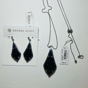 Kendra Scott Olivia Midnight Blue Pendant Necklace and Earrings, NWT
